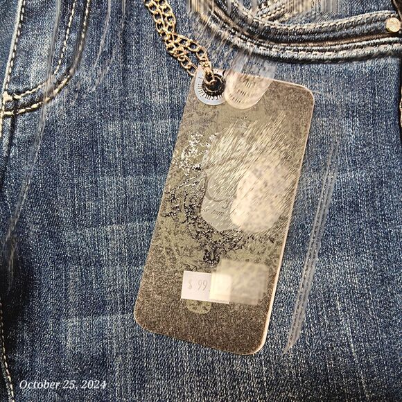 NWT Cello Jeans Women 5 Blue Bootcut Heavy Embellished Stretch Whiskered Pants - Picture 3 of 13